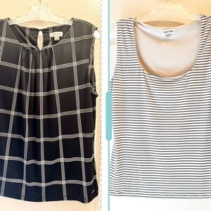 Calvin Klein Black/White Duo Sleeveless Blouse Set
